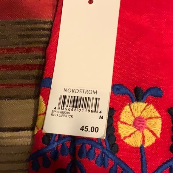 BP Red Embroidered High-Waisted Linen Shorts – NWT, Size Medium - Picture 9 of 9